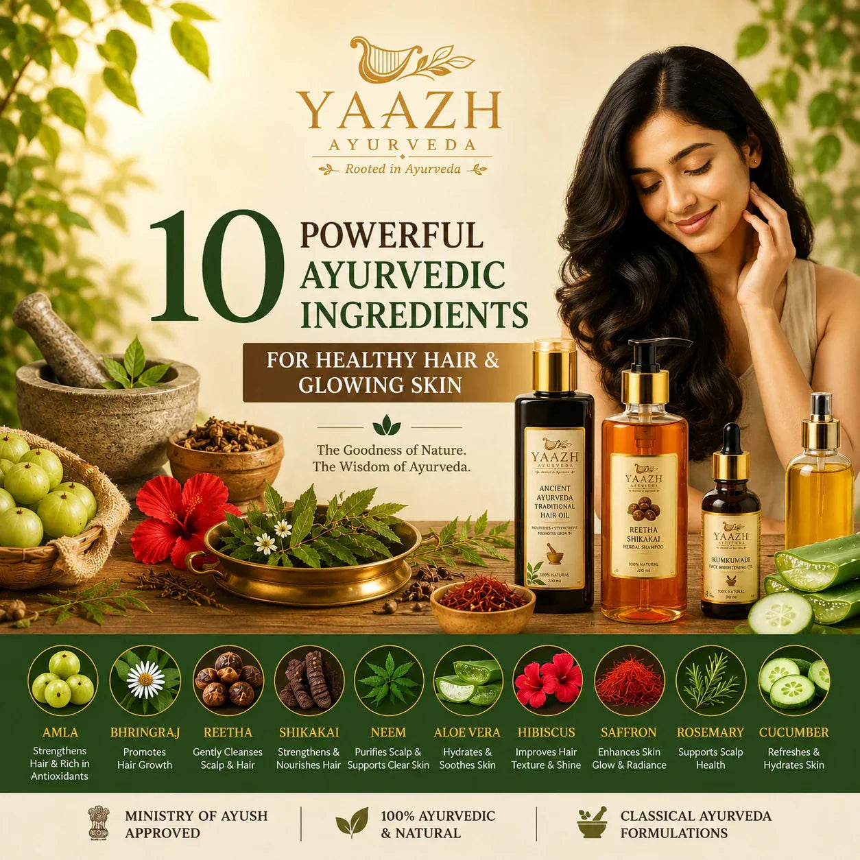 10 Powerful Ayurvedic Ingredients for Healthy Hair and Glowing Skin